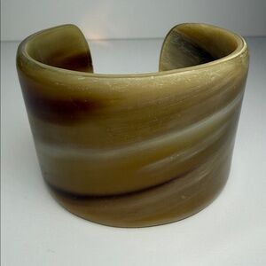 Bohemian swirled acrylic Brown and Cream marbled Cuff Bracelet